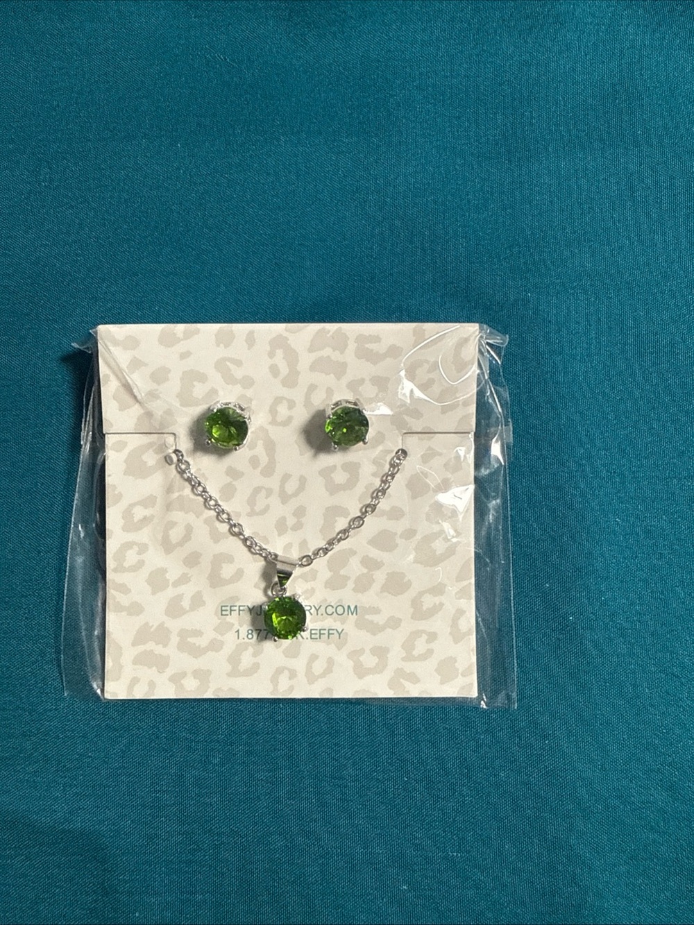 Effy Lime Green Crystal Pendant Necklace with Matching Stud Earrings
